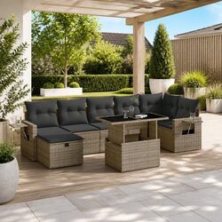 8-Piece Modular Grey Garden Sofa Set for Outdoor Relaxation