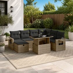 Garden Sofa Set 8 Piece Outdoor Furniture Grey Poly Rattan Patio Lounge Modular