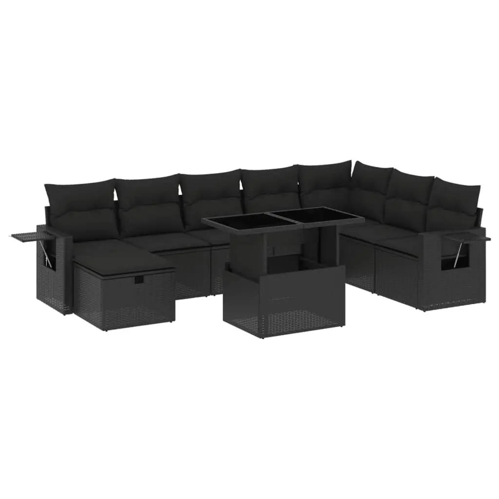 Garden Sofa Set 9 Piece Outdoor Furniture Poly Rattan Black Patio Lounge Modular