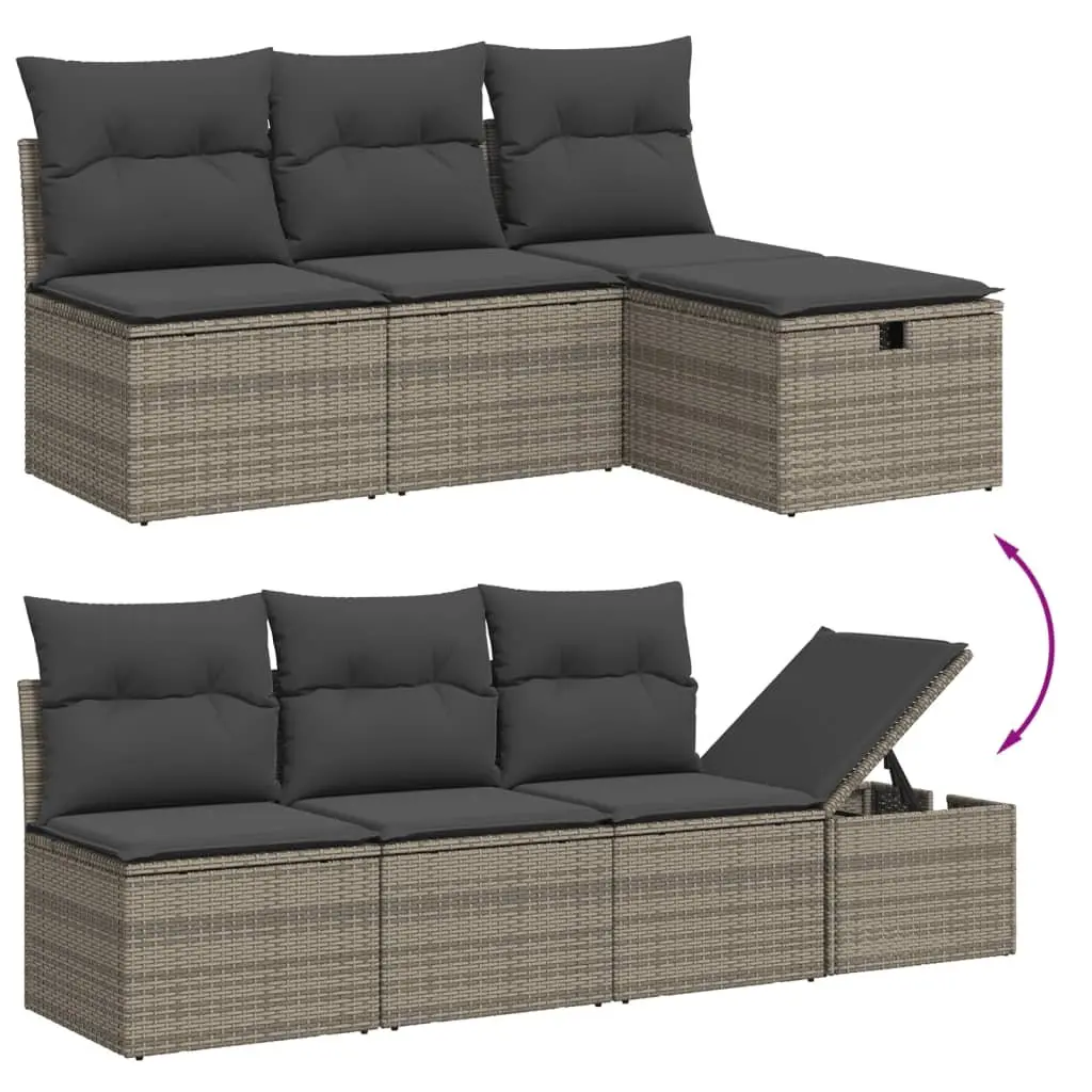 Garden Sofa Set Grey 9 Piece Modular Outdoor Furniture with Adjustable Tabletop and Removable Cushion Covers