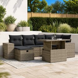 Compact 7-Piece Garden Sofa Set in Grey for Outdoors