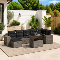 8 Piece Garden Sofa Set with Adjustable Table
