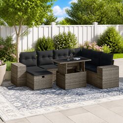 Sleek 8-Piece Grey Poly Rattan Sofa Set for Outdoors