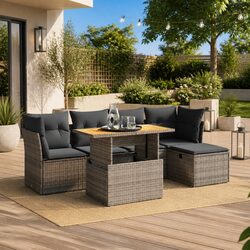 Concise Garden Sofa Set: 6 Piece Outdoor Furniture