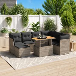 Garden Sofa Set 8 Piece Outdoor Patio Furniture Grey Poly Rattan Modular Seating