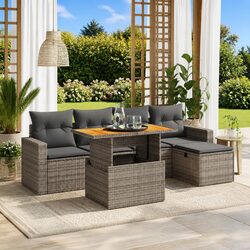 6-Piece Garden Sofa Set with Adjustable Tabletop