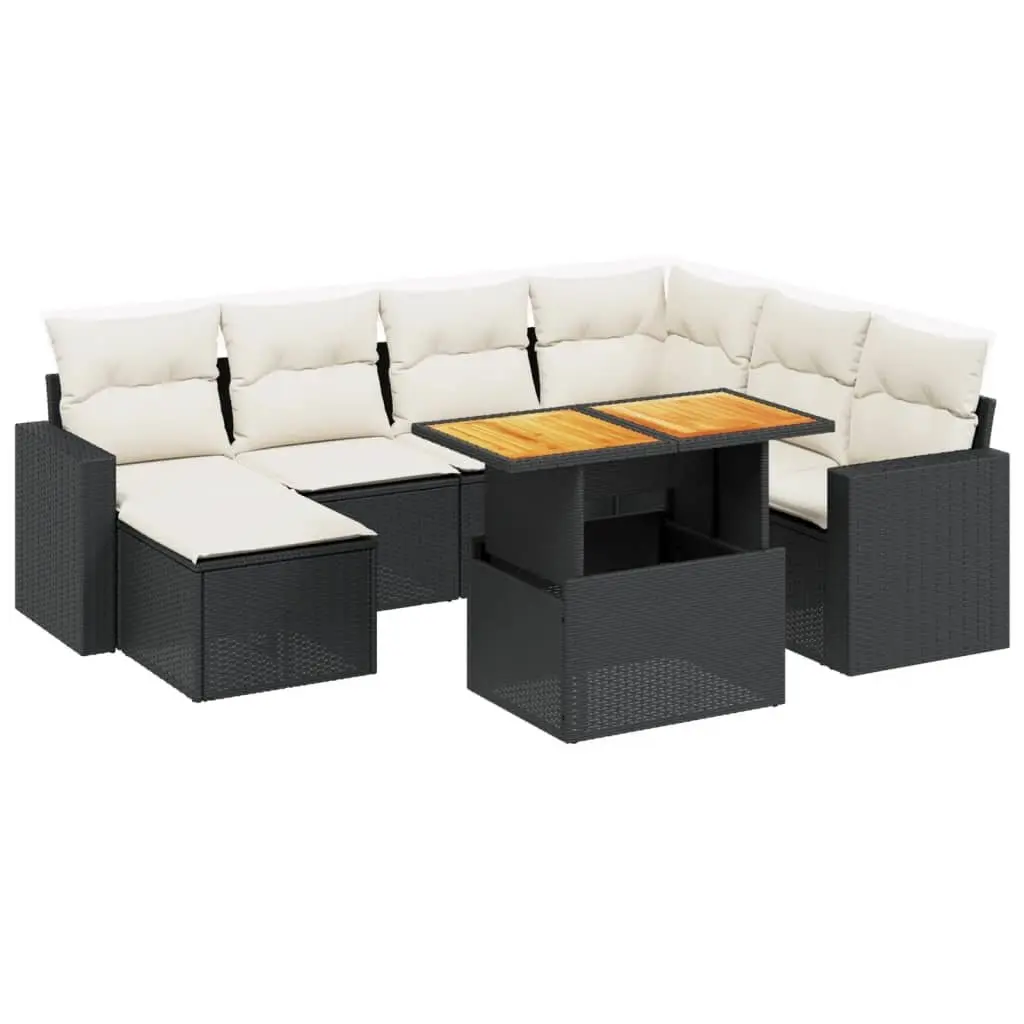 Garden Sofa Set Black 8 Piece Modular Outdoor Furniture Patio PE Rattan