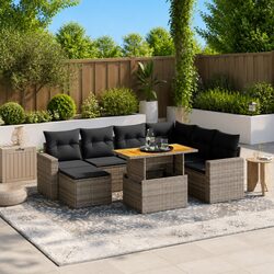 8-Piece Grey Garden Sofa Set
