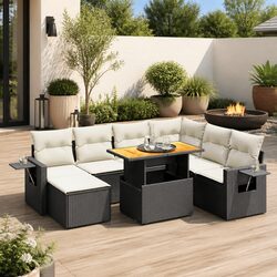 Garden Sofa Set 8 Piece Outdoor Furniture Poly Rattan Modular Patio Lounge Black