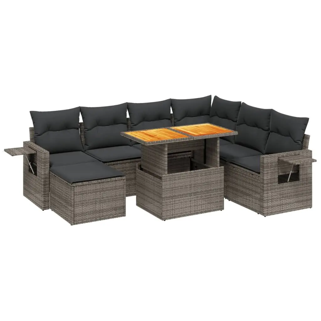 Garden Sofa Set Grey 8 Piece Modular Outdoor Furniture Patio Lounge Poly Rattan