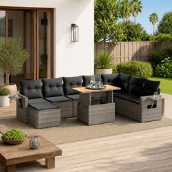 9-Piece Garden Sofa Set with Adjustable Table