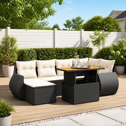 7 Piece Garden Sofa Set with Adjustable Table