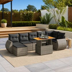 8-Piece Outdoor Sofa Set: Grey Poly Rattan Design