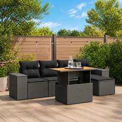 6-Piece Black Garden Sofa Set