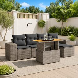 6-Piece Grey Outdoor Sofa Set for Relaxing Spaces