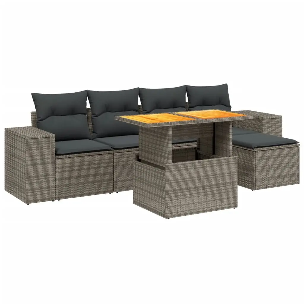 6-Piece Grey Outdoor Sofa Set for Relaxing Spaces