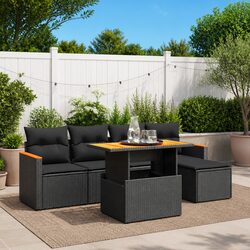 6-Piece Black Rattan Garden Set