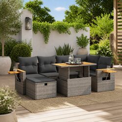 7 Piece Garden Sofa Set in Grey