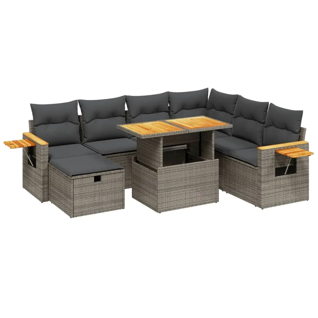 Garden Sofa Set 8 Piece Outdoor Furniture Grey Poly Rattan Patio Lounge Modular