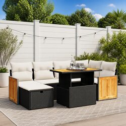 7-Piece Black Sofa Set for Outdoors
