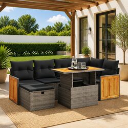 7 Piece Garden Sofa Set in Grey