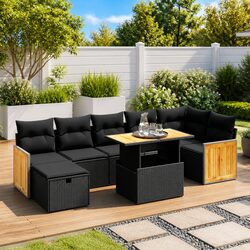 8-Piece Garden Sofa Set with Adjustable Table