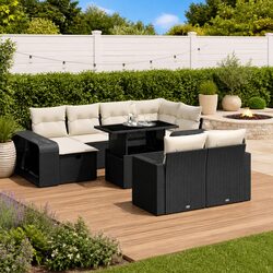11-Piece Black Patio Sofa Set