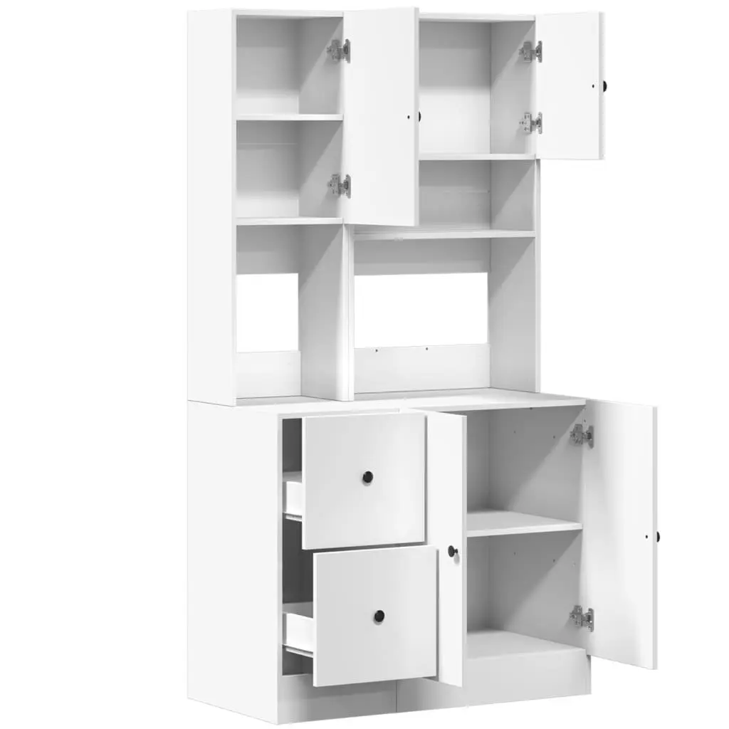 Kitchen Cabinet White Engineered Wood 95x50x180cm Storage Unit with Doors and Drawers