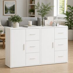 Sideboard Cabinet White Engineered Wood Storage Furniture 60x31x70 cm Set of 2