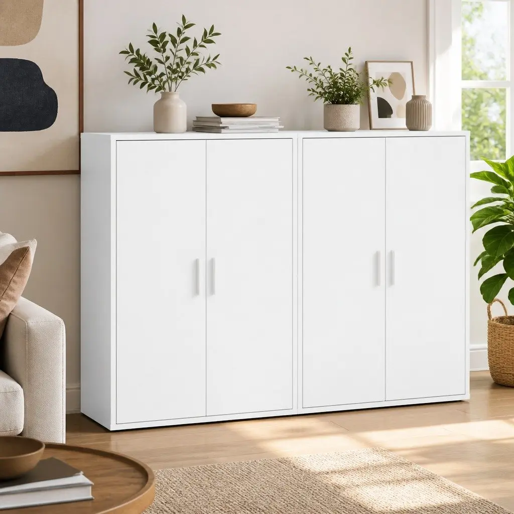 Engineered Wood Sideboard White 60 x 31 x 84 cm Storage Cabinet for Living Room