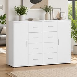 Compact White Sideboard Storage Cabinets – Set of 2
