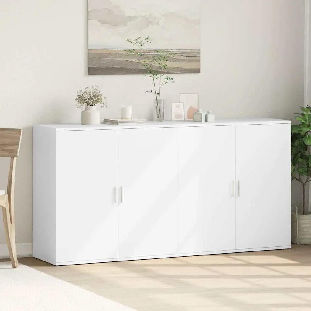 2 Piece Sideboard Cabinet Engineered Wood White Storage Buffet 79x38x80 cm