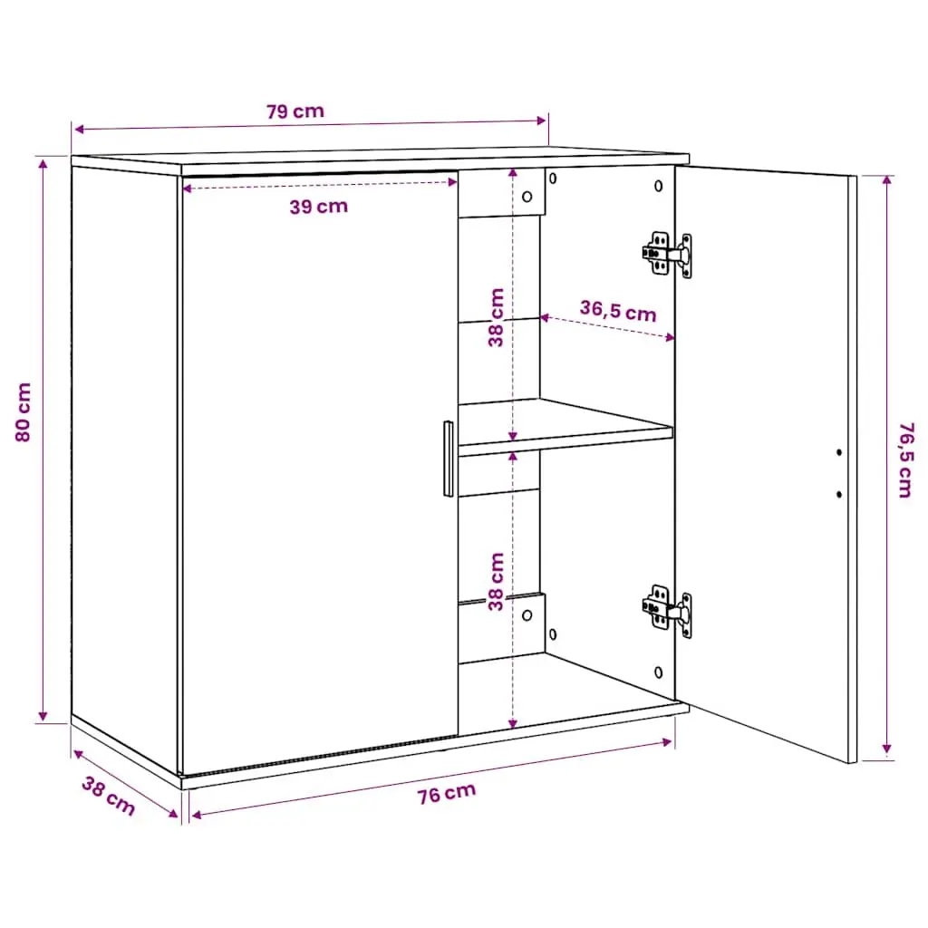 2 Piece Sideboard Cabinet Engineered Wood White Storage Buffet 79x38x80 cm