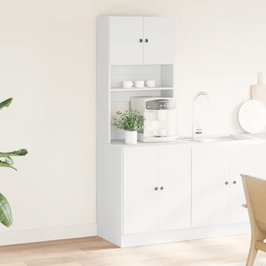 Kitchen Cabinet Engineered Wood White Unit with Doors and Drawers 60W x 50D x 180H cm