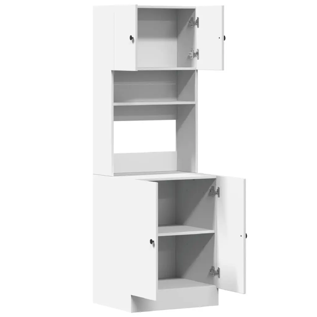 Kitchen Cabinet Engineered Wood White Unit with Doors and Drawers 60W x 50D x 180H cm