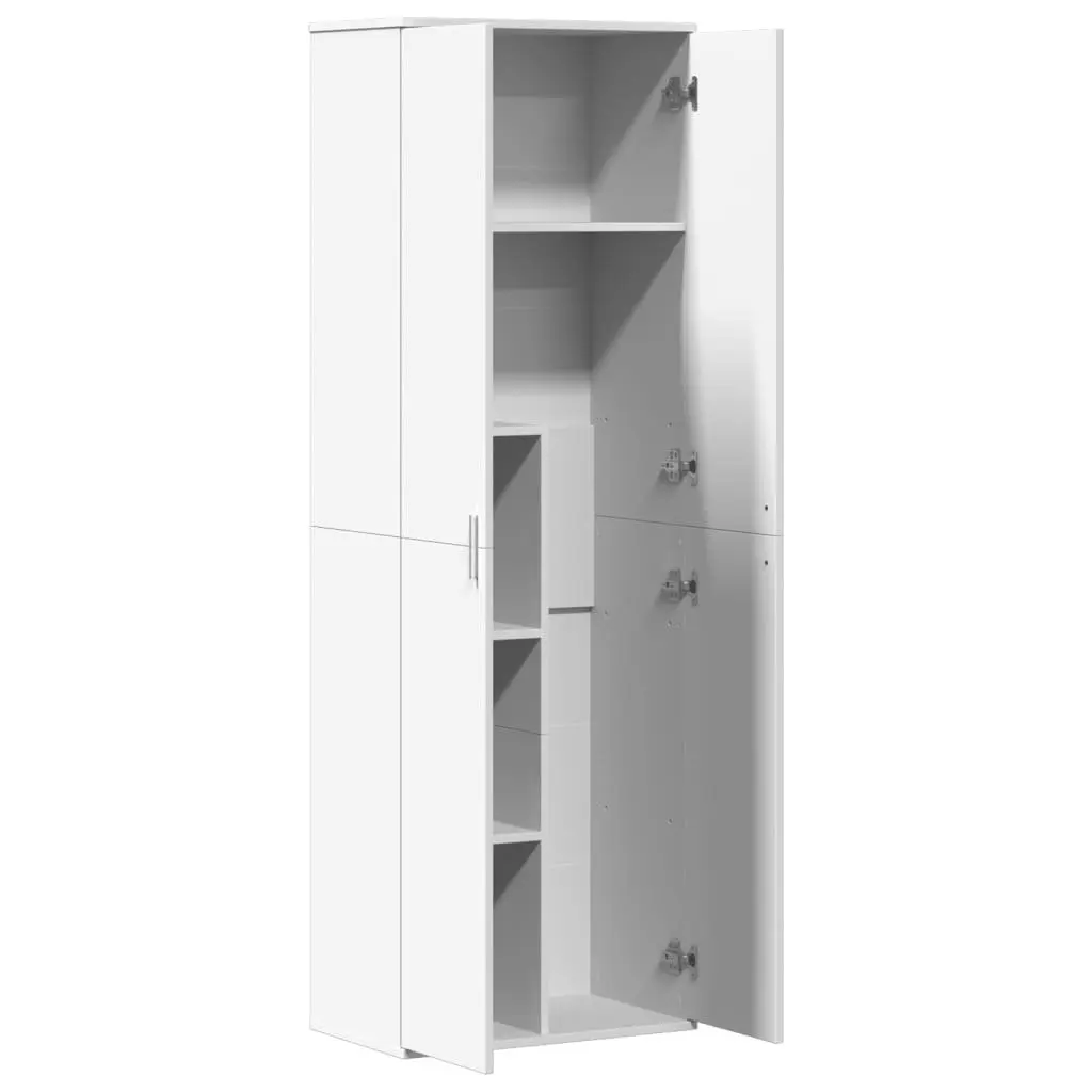 Highboard Storage Cabinet White 60x35x180 cm Engineered Wood Spacious Storage Compartments