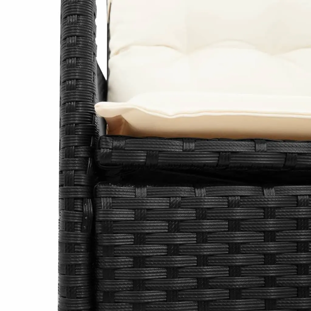 5 Piece Outdoor Dining Set Black Poly Rattan Garden Furniture Patio Table Chairs