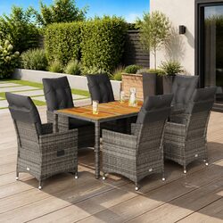 Compact and Modern Grey Garden Dining Set - 7 Pieces