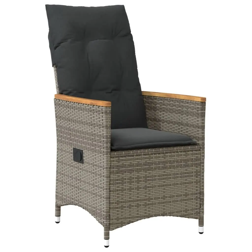 3 Piece Bistro Set Grey PE Rattan Garden Furniture Outdoor Patio with Cushions