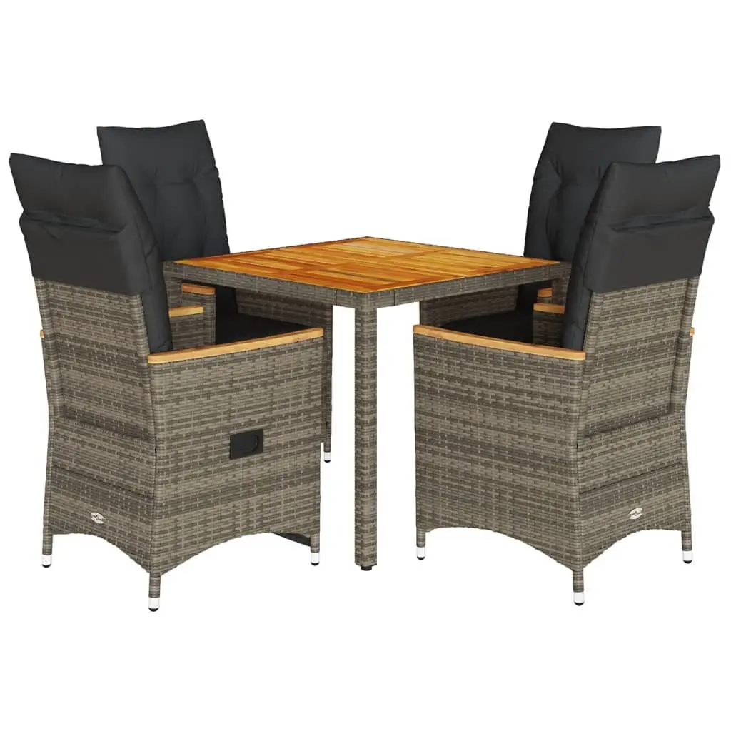 Garden Dining Set 5 Piece Outdoor Furniture Poly Rattan Grey Patio Seating