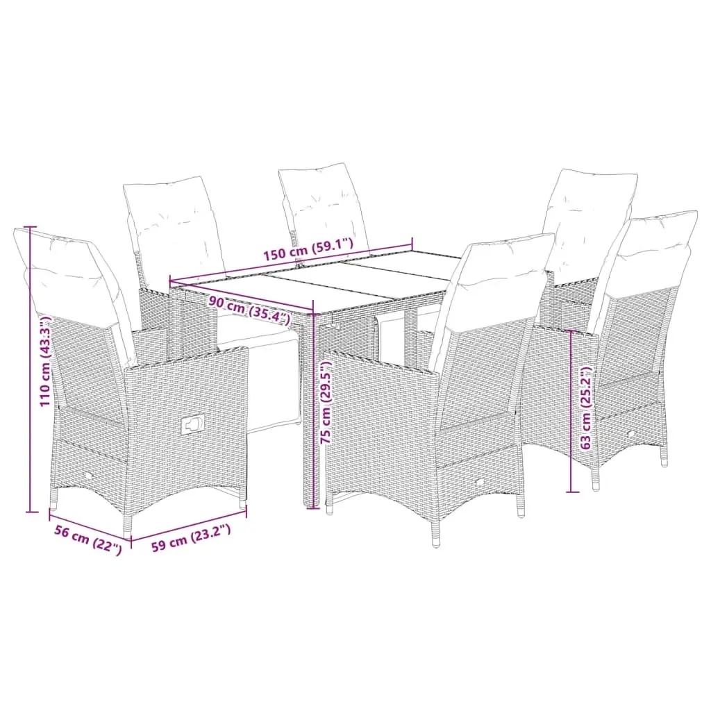 7 Piece Black Dining Set