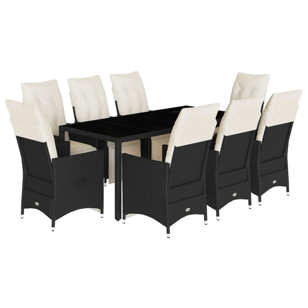 Garden Dining Set 9 Piece Outdoor Furniture Poly Rattan Table Chairs Cushions