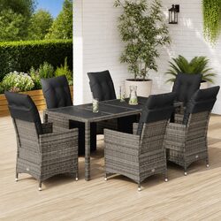 7-Piece Grey Garden Bistro Set - Perfect for Outdoors