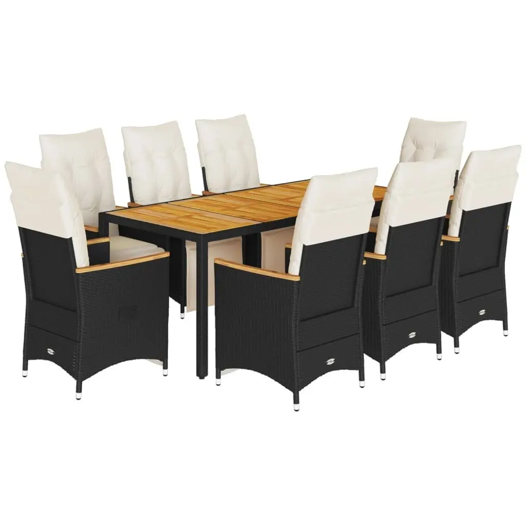9 Piece Garden Bistro Set Outdoor Furniture Patio Dining Chair Table Cushions