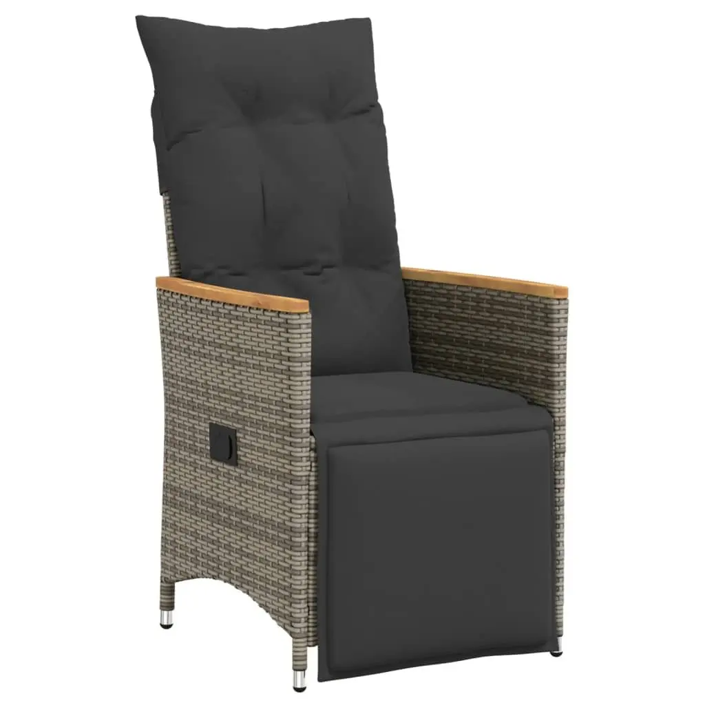 Bistro Set Grey 3 Piece Outdoor Furniture Poly Rattan with Cushions