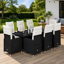 Concise 9-Piece Black Bistro Set for Outdoor Use