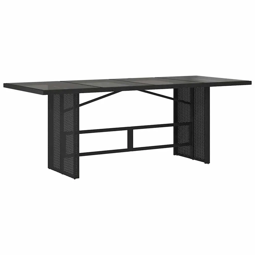 Garden Bistro Set 9 Piece Outdoor Furniture Black Poly Rattan Cushions Glass