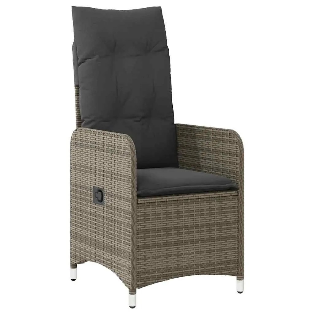Garden Bistro Set 3 Piece Outdoor Furniture Grey Poly Rattan with Cushions