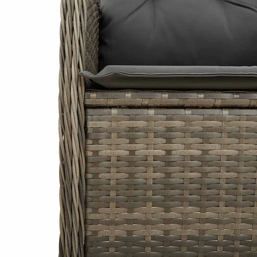 Garden Bistro Set 3 Piece Outdoor Furniture Grey Poly Rattan with Cushions