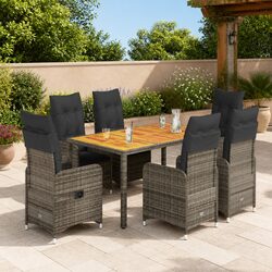 Concise 7-Piece Garden Bistro Set in Grey
